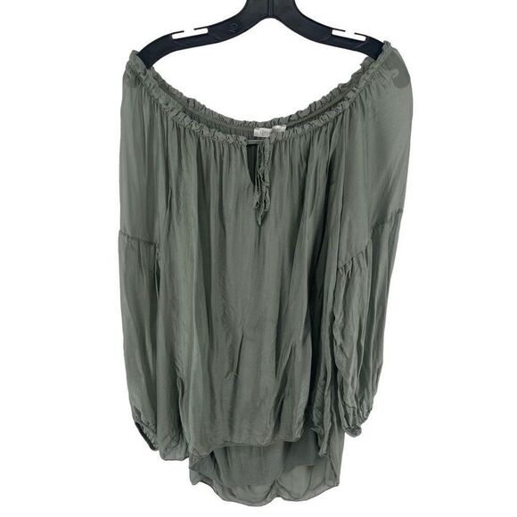 Cobble Stone Women's Off Shoulder Blouse Top Long Sleeve Green Italy UE XL - Picture 1 of 11